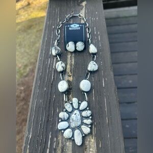 Navajo H Jake & Tonopah White Buffalo Sterling Silver Necklace